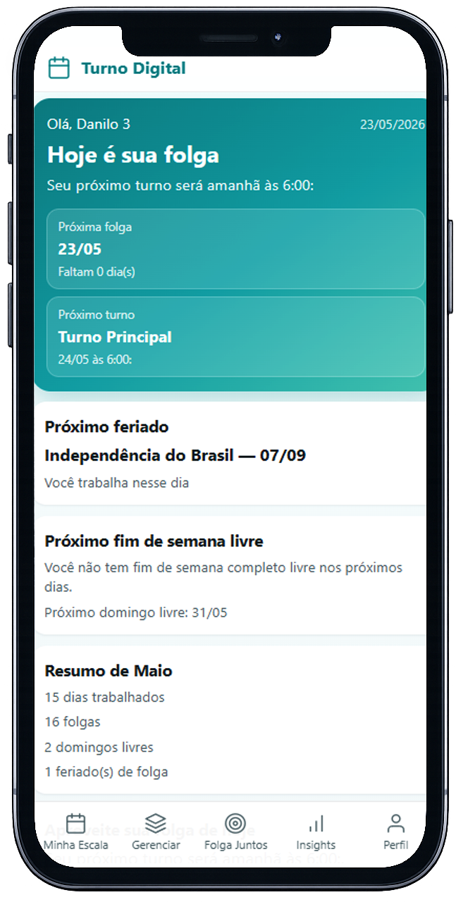 Feriados na escala no Turno Digital